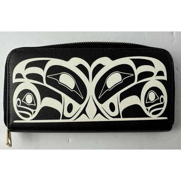 Roy Henry Vickers Raven Zip-Around Wallet Card Holder Inside Zipper Pull Missing - Picture 2 of 7